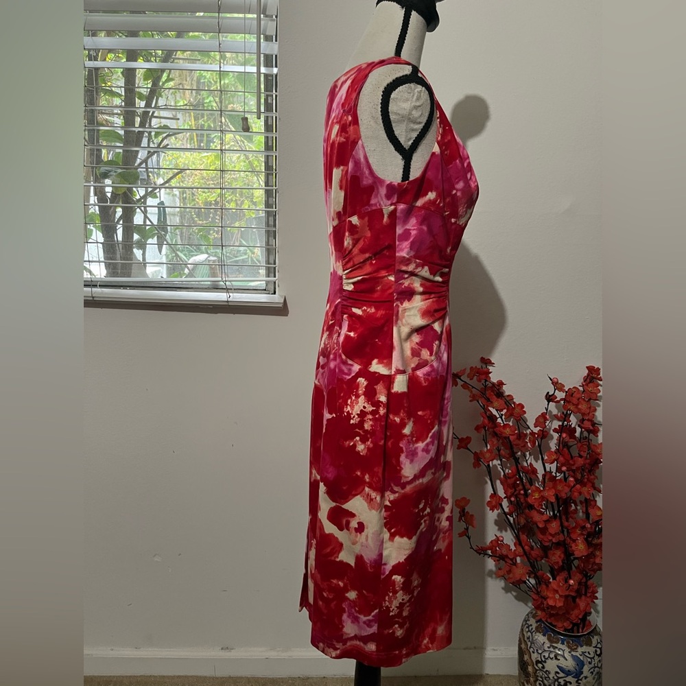Adrianna Papell Red and White Floral Midi Dress - Picture 3 of 8